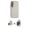 MARSİLYAN™- Galaxy S24 Kılıf Yankı Serisi - Siyah Vanessa Magic Cam + Gold Bilvis Titan Kamera Lens