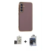 MARSİLYAN™- Galaxy S24 Kılıf Yankı Serisi - Siyah Vanessa Magic Cam + Gold Bilvis Titan Kamera Lens