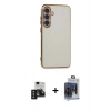 MARSİLYAN™- Galaxy S24 Kılıf Yankı Serisi - Siyah Vanessa Magic Cam + PVD Metal Kamera Lens - SH