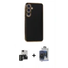 MARSİLYAN™- Galaxy S24 Kılıf Yankı Serisi - Siyah Vanessa Magic Cam + PVD Metal Kamera Lens - SH