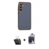 MARSİLYAN™- Galaxy S24 Kılıf Yankı Serisi - Siyah Vanessa Magic Cam + Şeffaf Kamera Lens Koruma Cam