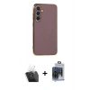 MARSİLYAN™- Galaxy S24 Kılıf Yankı Serisi - Siyah Vanessa Magic Cam + Şeffaf Kamera Lens Koruma Cam