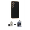 MARSİLYAN™- Galaxy S24 Kılıf Yankı Serisi - Siyah Vanessa Magic Cam + Bilvis Titan Kamera Lens - TMGI