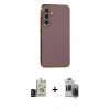 MARSİLYAN™- Galaxy S24 Kılıf Yankı Serisi - Siyah Vanessa Magic Hayalet Cam + Bilvis Titan Kamera Lens - SH