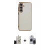 MARSİLYAN™- Galaxy S24 Kılıf Yankı Serisi - Siyah Vanessa Magic Hayalet Cam + Bilvis Titan Kamera Lens - SH