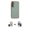 MARSİLYAN™- Galaxy S24 Kılıf Yankı Serisi - Siyah Vanessa Magic Hayalet Cam + Bilvis Titan Kamera Lens - SH