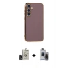 MARSİLYAN™- Galaxy S24 Kılıf Yankı Serisi - Siyah Vanessa Magic Hayalet Cam + Bilvis Titan Kamera Lens - DNMR