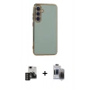 MARSİLYAN™- Galaxy S24 Kılıf Yankı Serisi - Siyah Vanessa Magic Hayalet Cam + PVD Metal Kamera Lens - DNMR