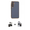 MARSİLYAN™- Galaxy S24 Kılıf Yankı Serisi - Siyah Vanessa Magic Hayalet Cam + PVD Metal Kamera Lens - DNMR