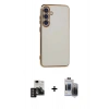 MARSİLYAN™- Galaxy S24 Kılıf Yankı Serisi - Siyah Vanessa Magic Hayalet Cam + PVD Metal Kamera Lens - DNMR