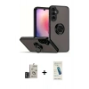 MARSİLYAN™- Galaxy S24 Kılıf Yörünge Çizgi - Şeffaf Pasifik Cam Ekran Koruyucu + Bilvis Titan Kamera Lens - DNMR