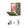 MARSİLYAN™- Galaxy S24 Kılıf Yörünge Çizgi - Şeffaf Pasifik Cam Ekran Koruyucu + Bilvis Titan Kamera Lens - DNMR