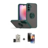 MARSİLYAN™- Galaxy S24 Kılıf Yörünge Çizgi - Siyah 3D Antistatik Mat Seramik Nano Ekran Koruyucu + Bilvis Titan Kamera Lens - SH