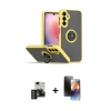 MARSİLYAN™- Galaxy S24 Kılıf Yörünge Çizgi - Siyah 3D Antistatik Mat Seramik Nano Ekran Koruyucu + PVD Metal Kamera Lens - DNMR