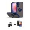 MARSİLYAN™- Galaxy S24 Kılıf Yörünge Çizgi - Siyah 3D Antistatik Mat Seramik Nano Ekran Koruyucu + PVD Metal Kamera Lens - DNMR