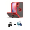 MARSİLYAN™- Galaxy S24 Kılıf Yörünge Çizgi - Siyah 3D Antistatik Seramik Nano Ekran Koruyucu + PVD Metal Kamera Lens - SH