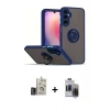 MARSİLYAN™- Galaxy S24 Kılıf Yörünge Çizgi - Siyah Vanessa Magic Hayalet Cam + Bilvis Titan Kamera Lens - GD
