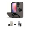 MARSİLYAN™- Galaxy S24 Kılıf Yörünge Çizgi - Siyah Vanessa Magic Hayalet Cam + Bilvis Titan Kamera Lens - GD