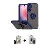 MARSİLYAN™- Galaxy S24 Kılıf Yörünge Çizgi - Siyah Vanessa Magic Hayalet Cam + Bilvis Titan Kamera Lens - SH