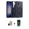 MARSİLYAN™- Galaxy S24 Kılıf Yörünge Klasik - Şeffaf 360 Full Body Arka Koruyucu + Bilvis Titan Kamera Lens - SH