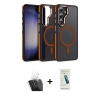 MARSİLYAN™- Galaxy S24 Kılıf Yörünge Klasik - Şeffaf Pasifik Cam Ekran Koruyucu + Kamera Lens Koruma Cam - SF