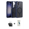 MARSİLYAN™- Galaxy S24 Kılıf Yörünge Klasik - Şeffaf Pasifik Cam Ekran Koruyucu + Kamera Lens Koruma Cam - SF