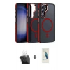 MARSİLYAN™- Galaxy S24 Kılıf Yörünge Klasik - Şeffaf Pasifik Cam Ekran Koruyucu + Kamera Lens Koruma Cam - SF