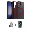 MARSİLYAN™- Galaxy S24 Kılıf Yörünge Klasik - Siyah 360 Mat Full Body Arka Koruyucu + Bilvis Titan Kamera Lens - DNMR