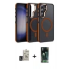 MARSİLYAN™- Galaxy S24 Kılıf Yörünge Klasik - Siyah 360 Mat Full Body Arka Koruyucu + Bilvis Titan Kamera Lens - DNMR