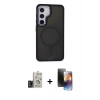MARSİLYAN™- Galaxy S24 Kılıf Yörünge Klasik - Siyah 3D Antistatik Mat Seramik Nano Ekran Koruyucu + Bilvis Titan Kamera Lens - TMGI