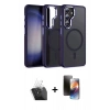 MARSİLYAN™- Galaxy S24 Kılıf Yörünge Klasik - Siyah 3D Antistatik Mat Seramik Nano Ekran Koruyucu + Kamera Lens Koruma Cam - SF