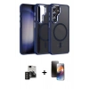 MARSİLYAN™- Galaxy S24 Kılıf Yörünge Klasik - Siyah 3D Antistatik Mat Seramik Nano Ekran Koruyucu + PVD Metal Kamera Lens - TNGI