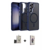 MARSİLYAN™- Galaxy S24 Kılıf Yörünge Klasik - Siyah Bilvis 3D Cam Ekran Koruyucu + Bilvis Titan Kamera Lens - GD