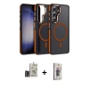 MARSİLYAN™- Galaxy S24 Kılıf Yörünge Klasik - Siyah Bilvis 3D Cam Ekran Koruyucu + Bilvis Titan Kamera Lens - GD