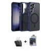 MARSİLYAN™- Galaxy S24 Kılıf Yörünge Klasik - Siyah Vanessa Magic Cam + Şeffaf Kamera Lens Koruma Cam