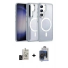 MARSİLYAN™- Galaxy S24 Kılıf Yörünge Klasik - Siyah Vanessa Magic Cam + Bilvis Titan Kamera Lens - SH