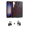MARSİLYAN™- Galaxy S24 Kılıf Yörünge Klasik - Siyah Vanessa Magic Hayalet Cam + PVD Metal Kamera Lens - DNMR