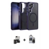 MARSİLYAN™- Galaxy S24 Kılıf Yörünge Klasik - Siyah Vanessa Magic Hayalet Cam + PVD Metal Kamera Lens - DNMR