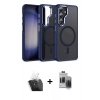 MARSİLYAN™- Galaxy S24 Kılıf Yörünge Klasik - Siyah Vanessa Magic Hayalet Cam + Kamera Lens Koruma Cam - SF