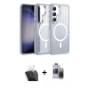 MARSİLYAN™- Galaxy S24 Kılıf Yörünge Klasik - Siyah Vanessa Magic Hayalet Cam + Kamera Lens Koruma Cam - SF