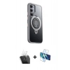 MARSİLYAN™- Galaxy S24 Kılıf Zirve Çizgi Prime - Siyah 3D Antistatik Cam Ekran Koruyucu + Kamera Lens Koruma Cam - SF