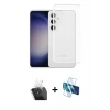 MARSİLYAN™- Galaxy S24 Kılıf Zirve Doku - Siyah 3D Antistatik Seramik Nano Ekran Koruyucu + Kamera Lens Koruma Cam - SF