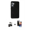 MARSİLYAN™- Galaxy S24 Kılıf Zirve Işık Serisi - Siyah 3D Antistatik Mat Seramik Nano Ekran Koruyucu + PVD Metal Kamera Lens - DNMR