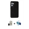 MARSİLYAN™- Galaxy S24 Kılıf Zirve Işık Serisi - Siyah 3D Antistatik Seramik Nano Ekran Koruyucu + Bilvis Titan Kamera Lens - SH