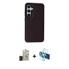 MARSİLYAN™- Galaxy S24 Kılıf Zirve Işık Serisi - Siyah 3D Antistatik Seramik Nano Ekran Koruyucu + Bilvis Titan Kamera Lens - SH