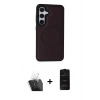 MARSİLYAN™- Galaxy S24 Kılıf Zirve Işık Serisi - Siyah 6D Antistatik Mat Seramik Hayalet Nano Ekran Koruyucu + Kamera Lens Koruma Cam - SF