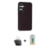 MARSİLYAN™- Galaxy S24 Kılıf Zirve Işık Serisi - Siyah Polymer Nano Ekran Koruyucu + Kamera Lens Koruma Cam - SF
