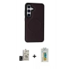 MARSİLYAN™- Galaxy S24 Kılıf Zirve Işık Serisi - Siyah Polymer Nano Ekran Koruyucu + Bilvis Titan Kamera Lens - SH