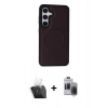 MARSİLYAN™- Galaxy S24 Kılıf Zirve Işık Serisi - Siyah Vanessa Magic Hayalet Cam + Kamera Lens Koruma Cam - SF