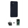 MARSİLYAN™- Galaxy S24 Plus Kılıf Ahenk Serisi - Siyah 360 Mat Full Body Arka Koruyucu + Kamera Lens Koruma Cam - SF